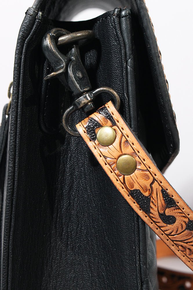 Hand Tooled Genuine Leather Western Style Crossbody Bag For Women