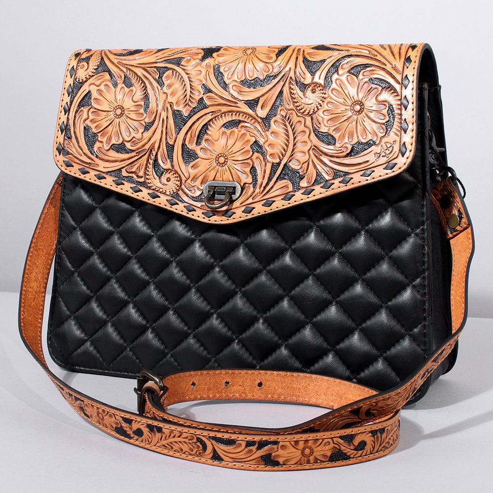 Hand Tooled Genuine Leather Western Style Crossbody Bag For Women