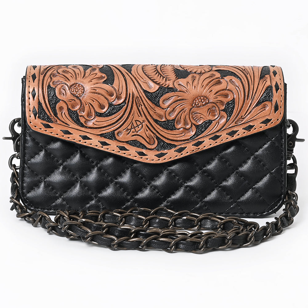 American Darling Small Cross body Bag, Quilted Floral Carved Genuine Leather Western Purse, YKK Zipper