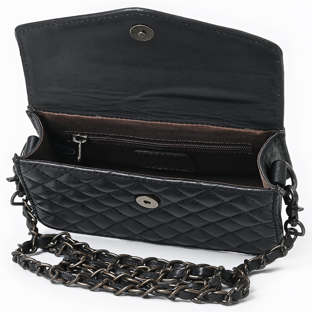 American Darling Small Cross body Bag, Quilted Floral Carved Genuine Leather Western Purse, YKK Zipper
