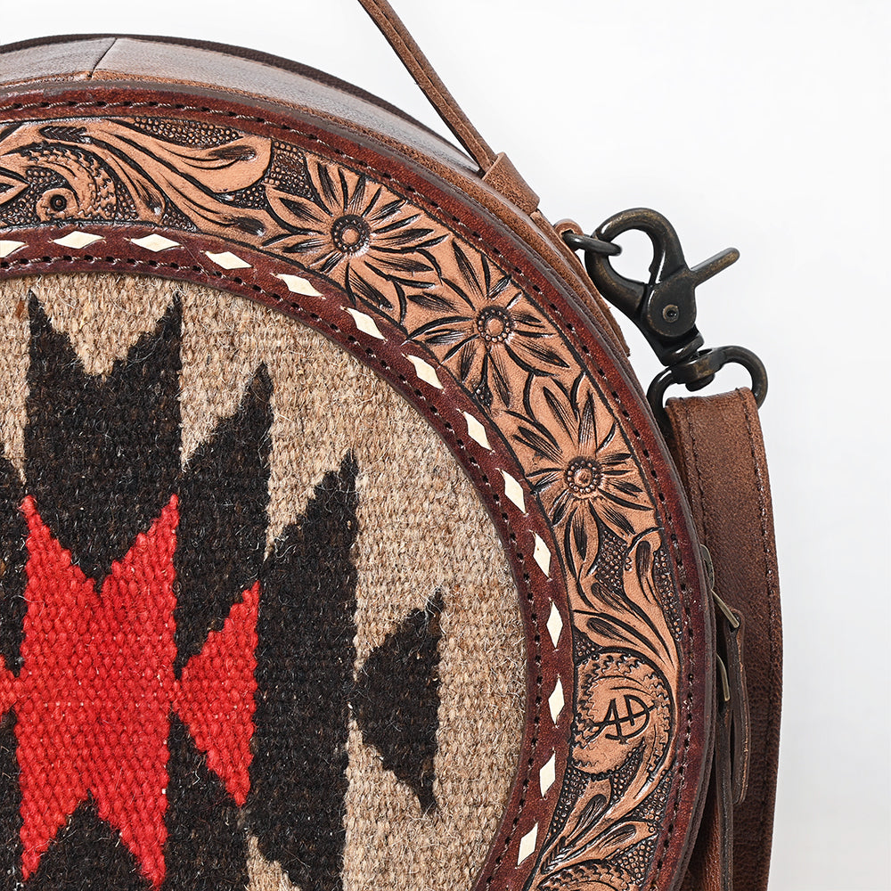 American Darling Canteen Saddle Blanket Hand Tooled Genuine Leather