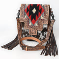 American Darling Large Crossbody Saddle Blanket Hand Tooled Hair-On Genuine Leather