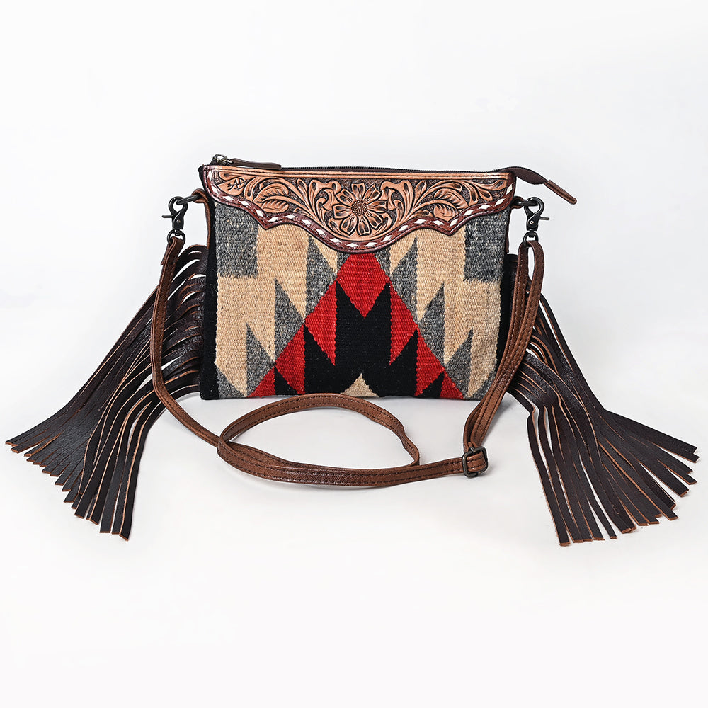 American Darling Crossbody Saddle Blanket Hand Tooled Genuine Leather