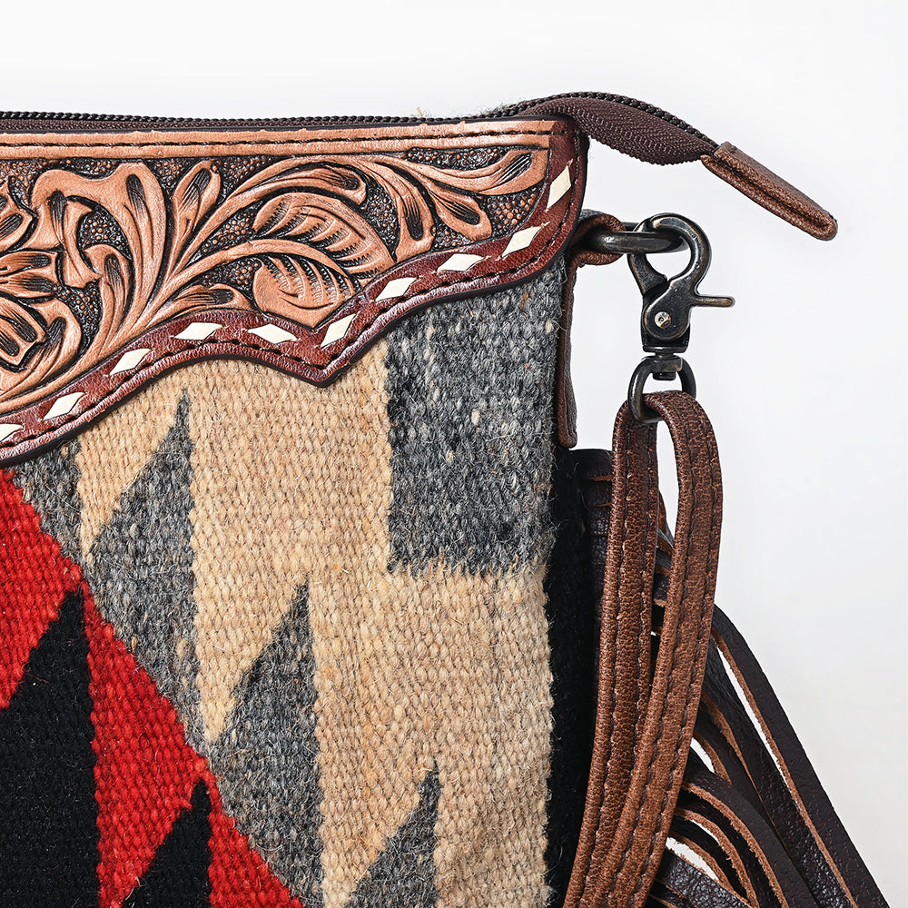 American Darling Crossbody Saddle Blanket Hand Tooled Genuine Leather