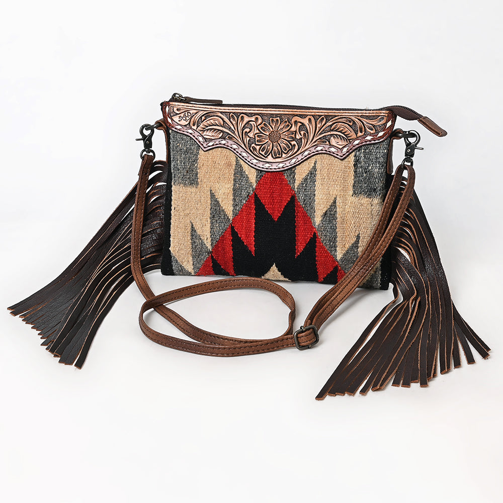 American Darling Crossbody Saddle Blanket Hand Tooled Genuine Leather