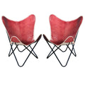 HILASON Genuine Leather Butterfly Chair Folding Lounge Modern Sling Accent Seat