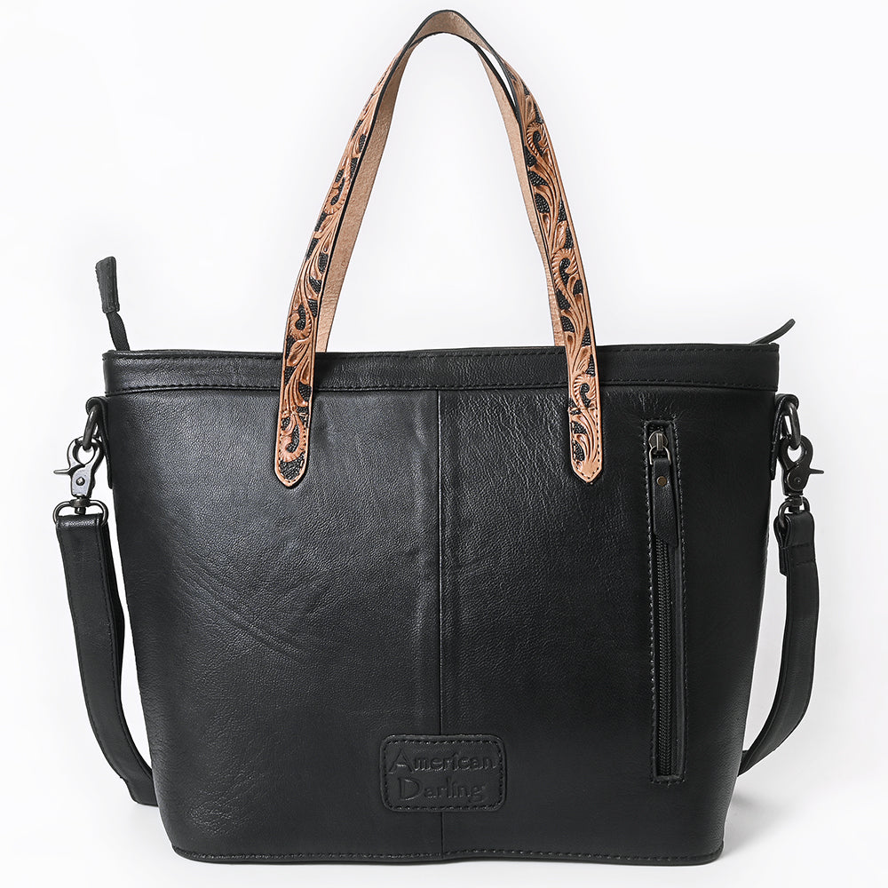 American Darling Tote Bag, Hand-Tooled Floral Carved & Quilted Genuine Leather Western Purse, YKK Zipper