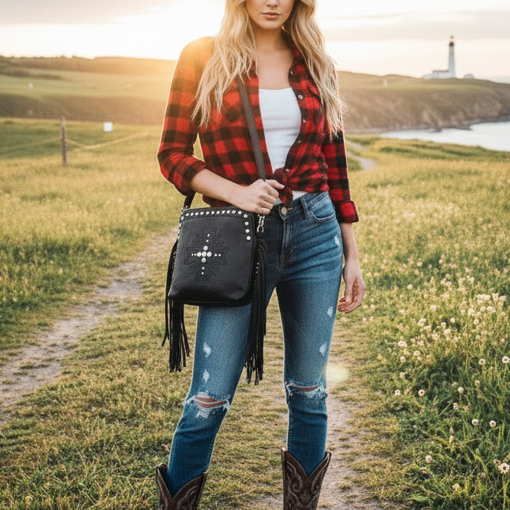 American Darling Cross Body Genuine Leather Women Bag Western Handbag Purse