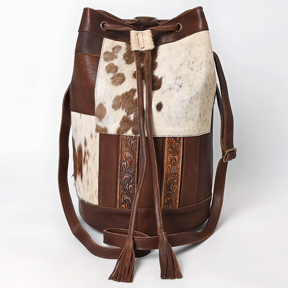 American Darling Bucket Hand tooled Hair-On Genuine Leather Weaved