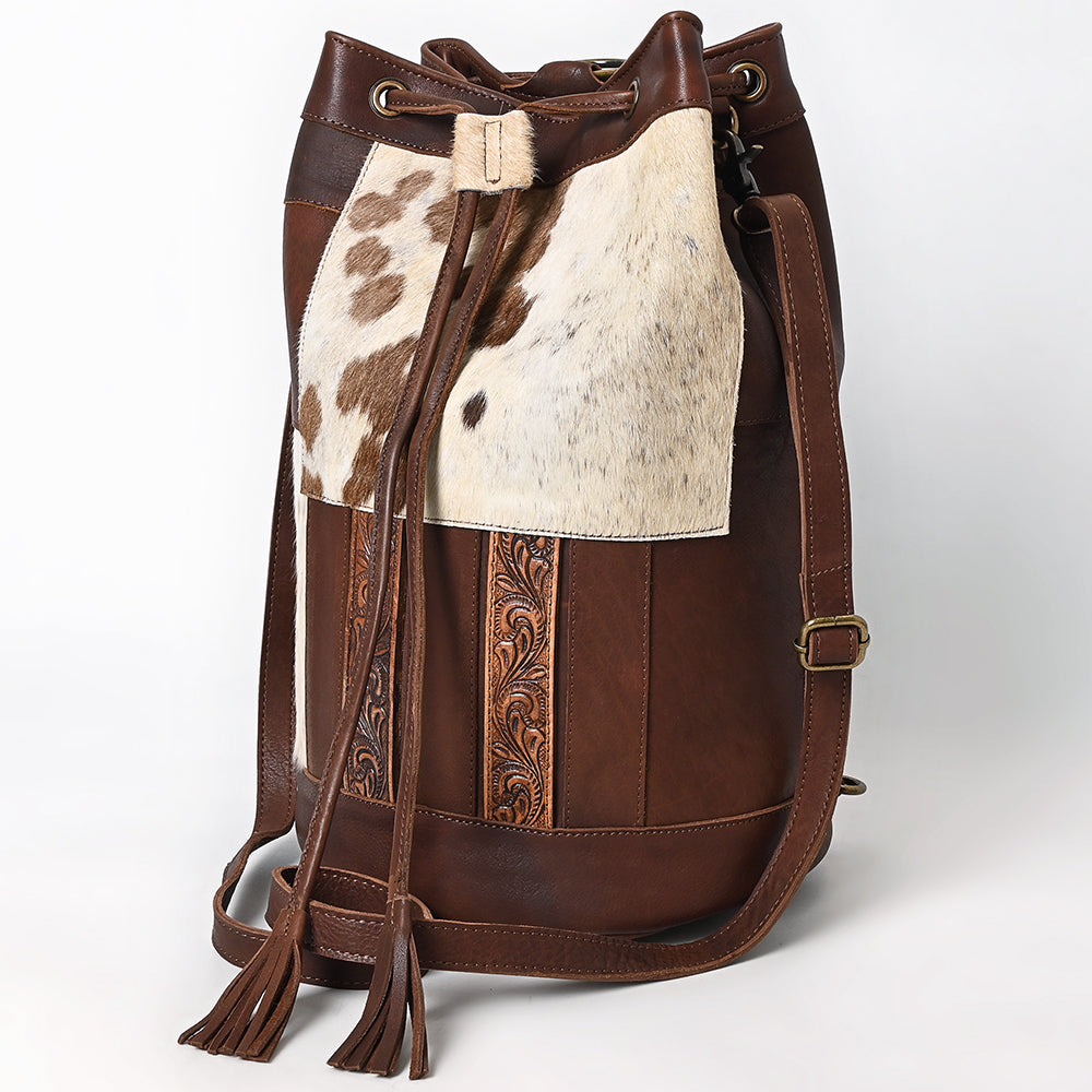 American Darling Bucket Hand tooled Hair-On Genuine Leather Weaved