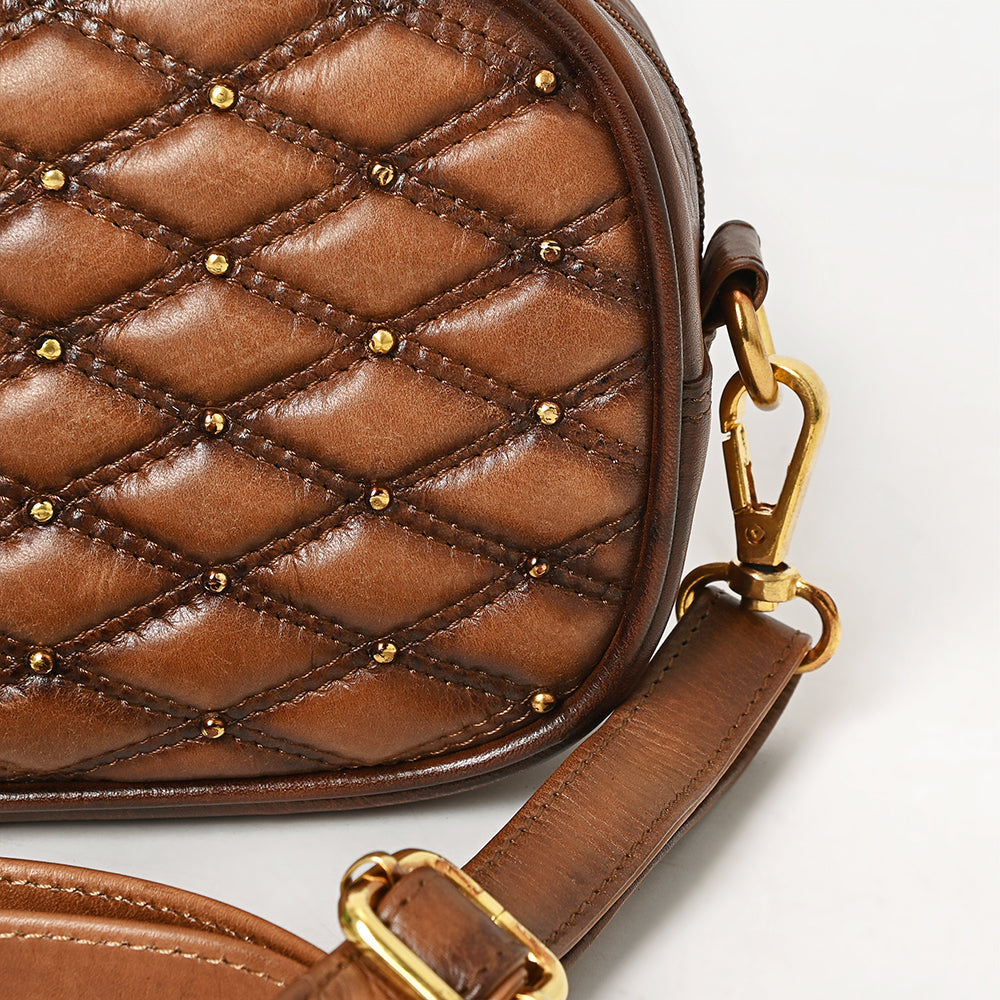 American Darling Western Cross Body Genuine Leather Handbag Purse Wallet Bag For Women Girls Brown