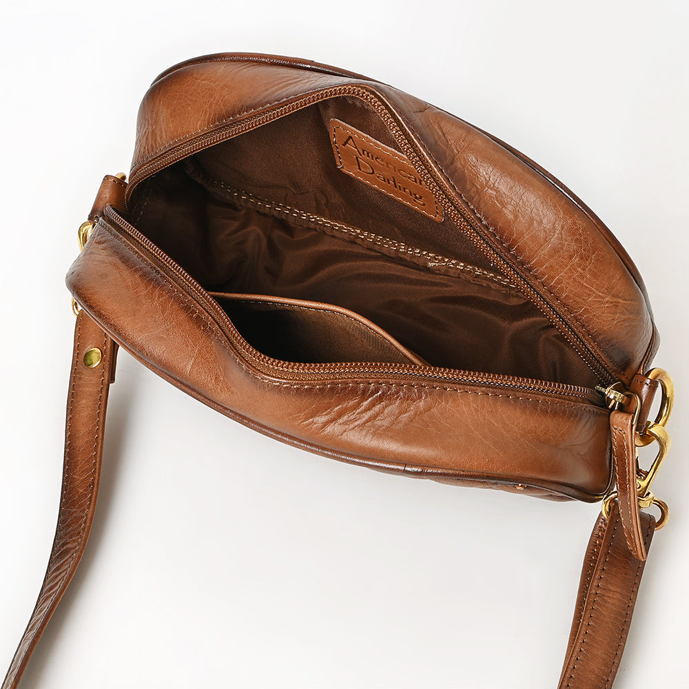 American Darling Western Cross Body Genuine Leather Handbag Purse Wallet Bag For Women Girls Brown
