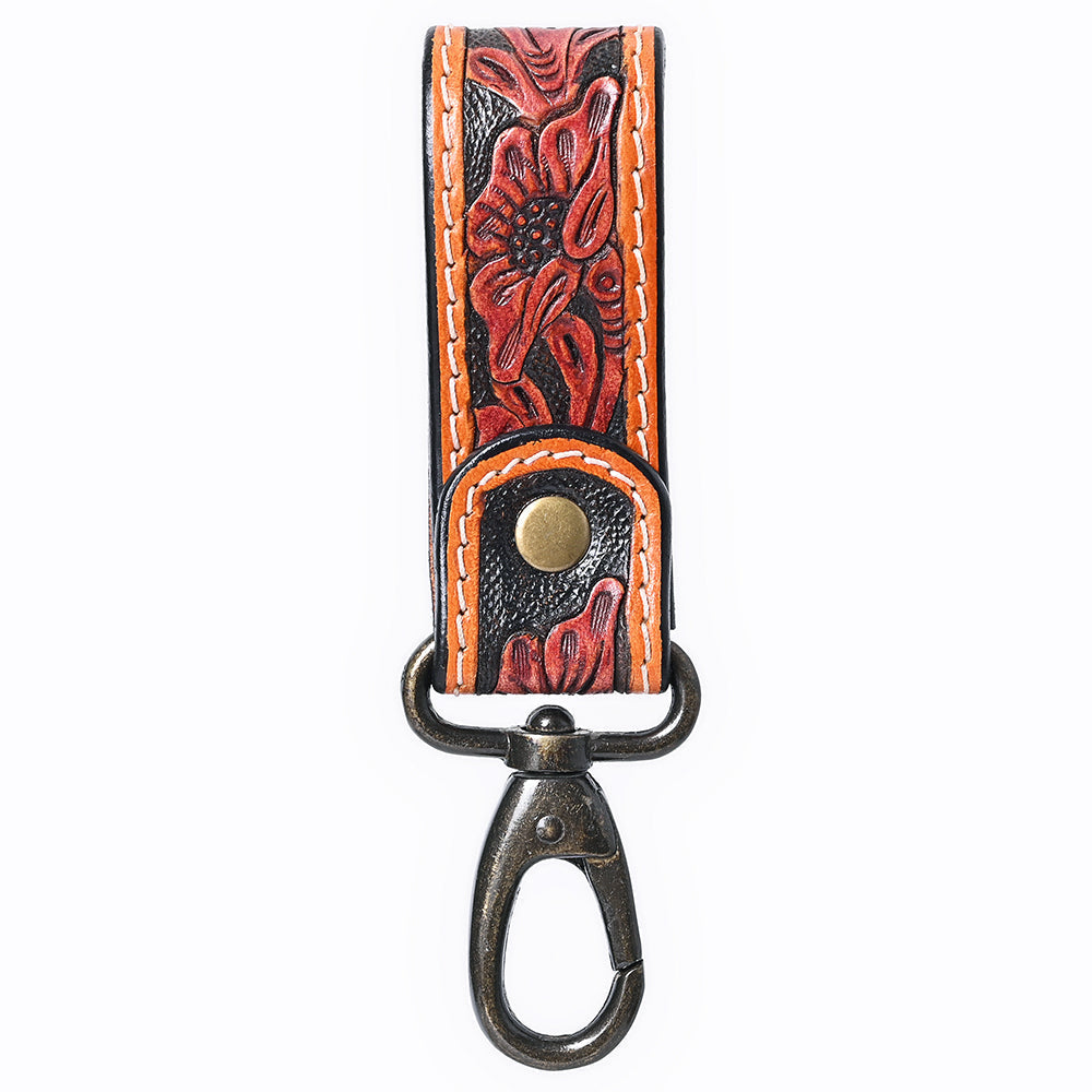 American Darling Hand Tooled Genuine Leather Wristlet Key Ring