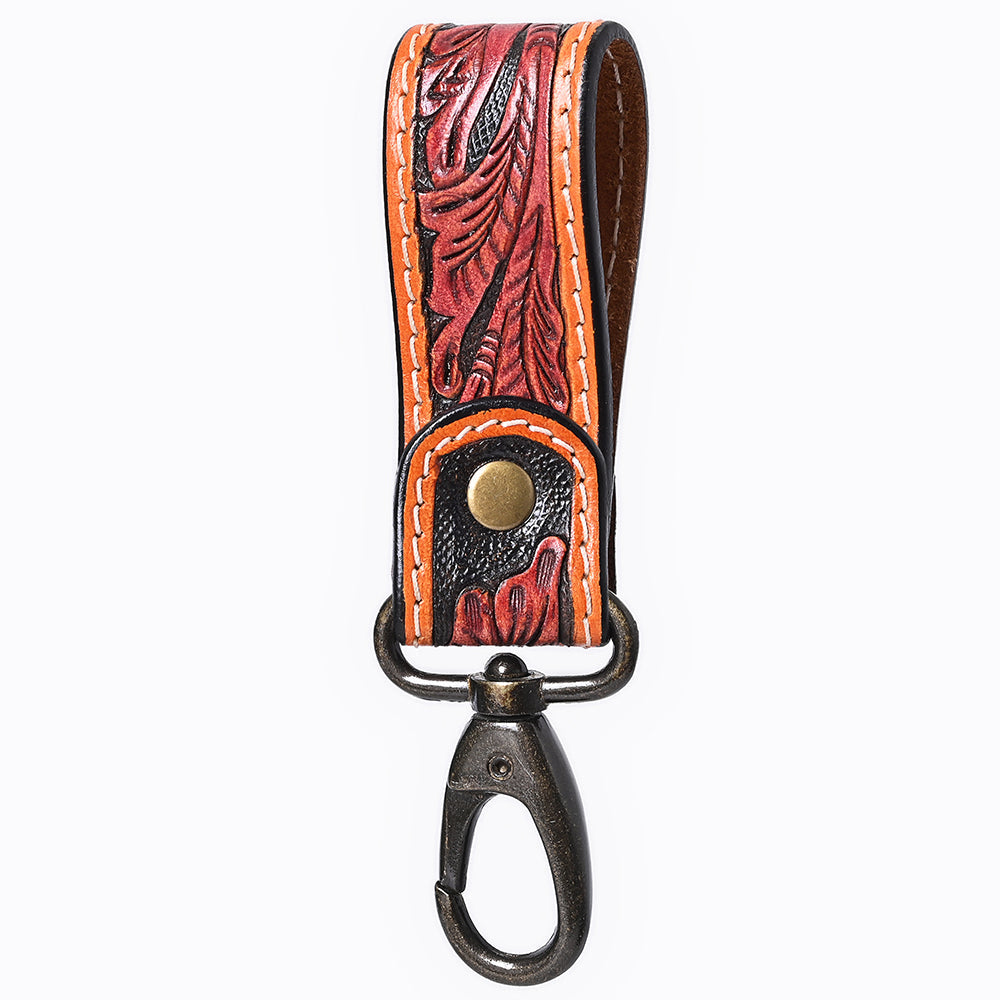 American Darling Hand Tooled Genuine Leather Wristlet Key Ring