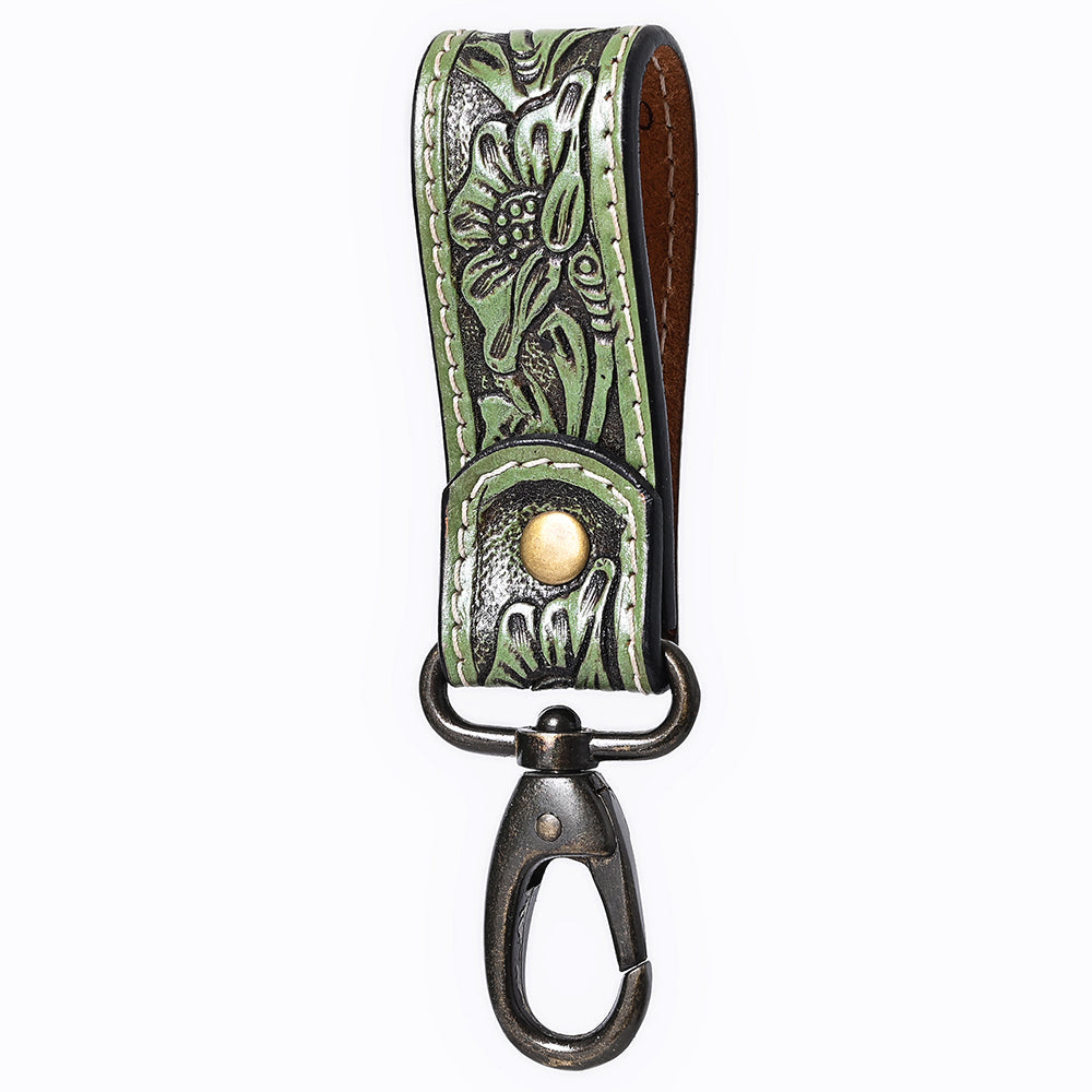 American Darling Hand Tooled Genuine Leather Wristlet Key Ring