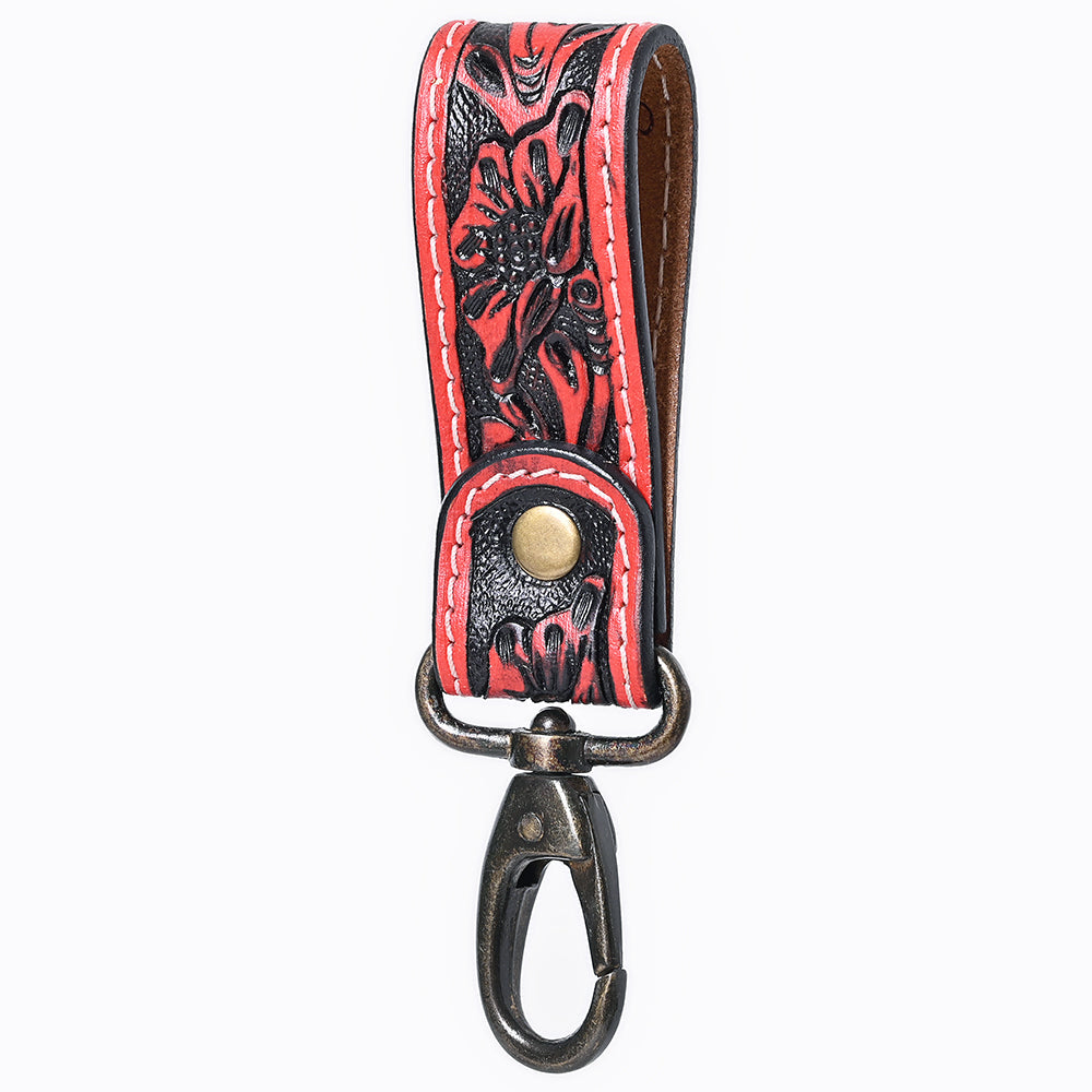 American Darling Hand Tooled Genuine Leather Wristlet Key Ring