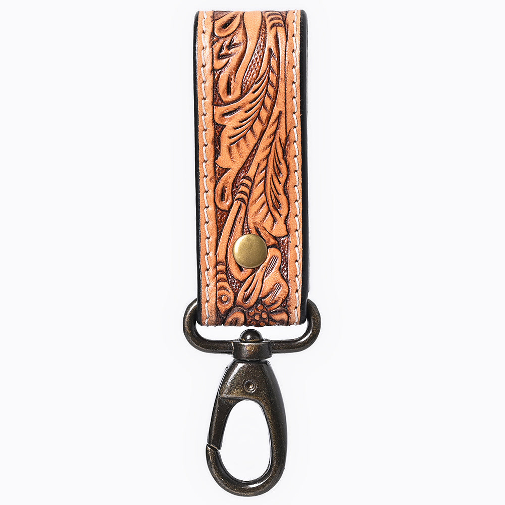 American Darling Hand Tooled Genuine Leather Wristlet Key Ring