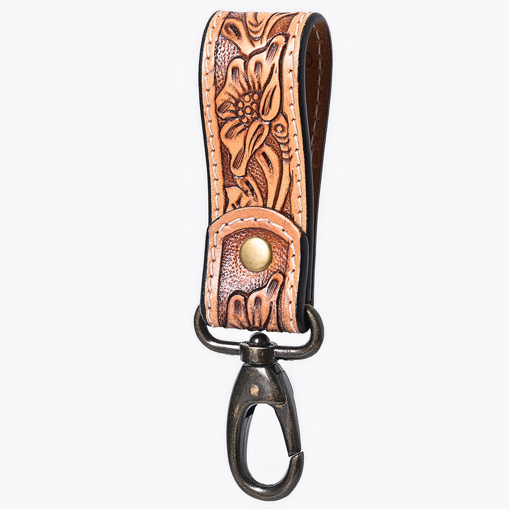 American Darling Hand Tooled Genuine Leather Wristlet Key Ring