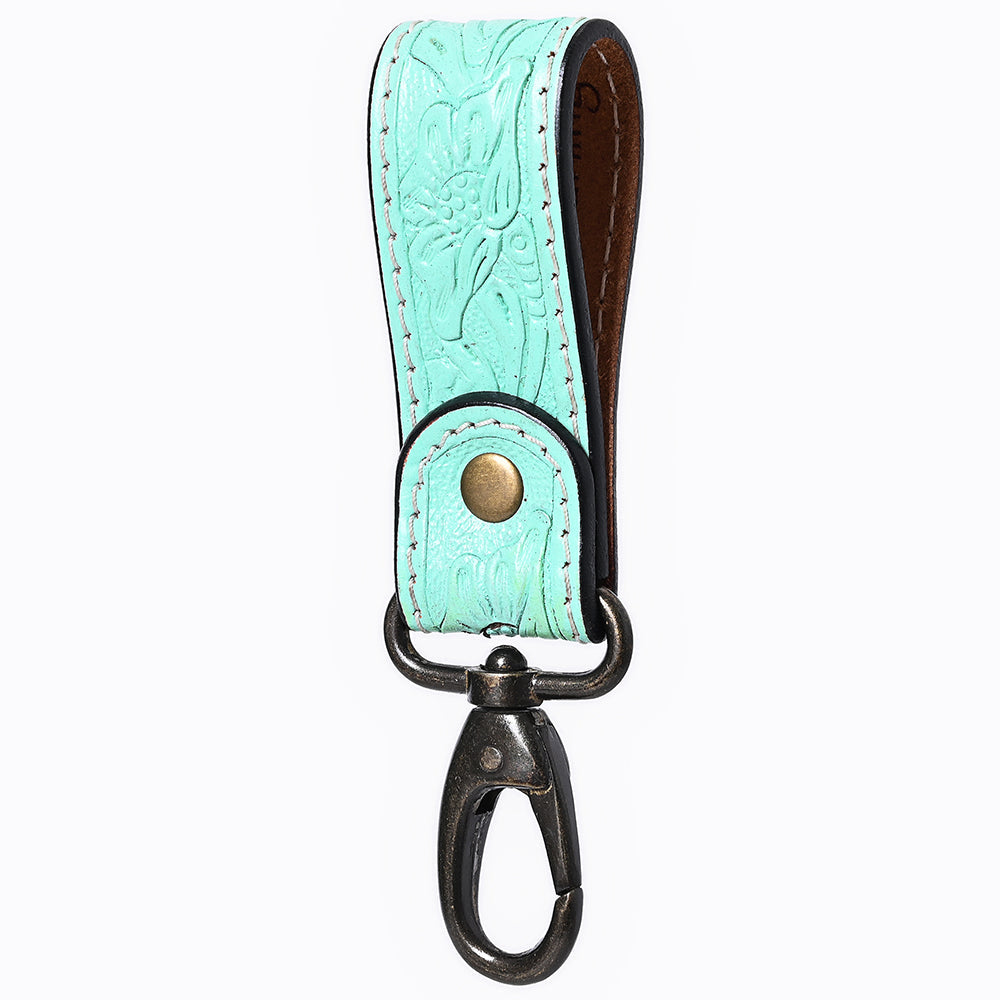 American Darling Hand Tooled Genuine Leather Wristlet Key Ring