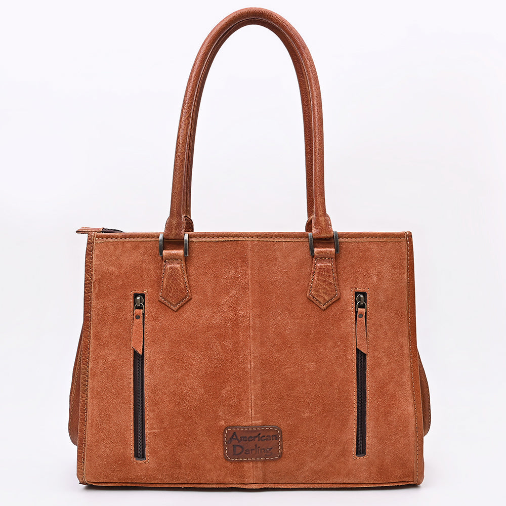 American Darling Tote Bag for Women, Boot Stitched Genuine Suede & Vegetable-Tanned Full Grain Leather Western Purse, YKK Zipper