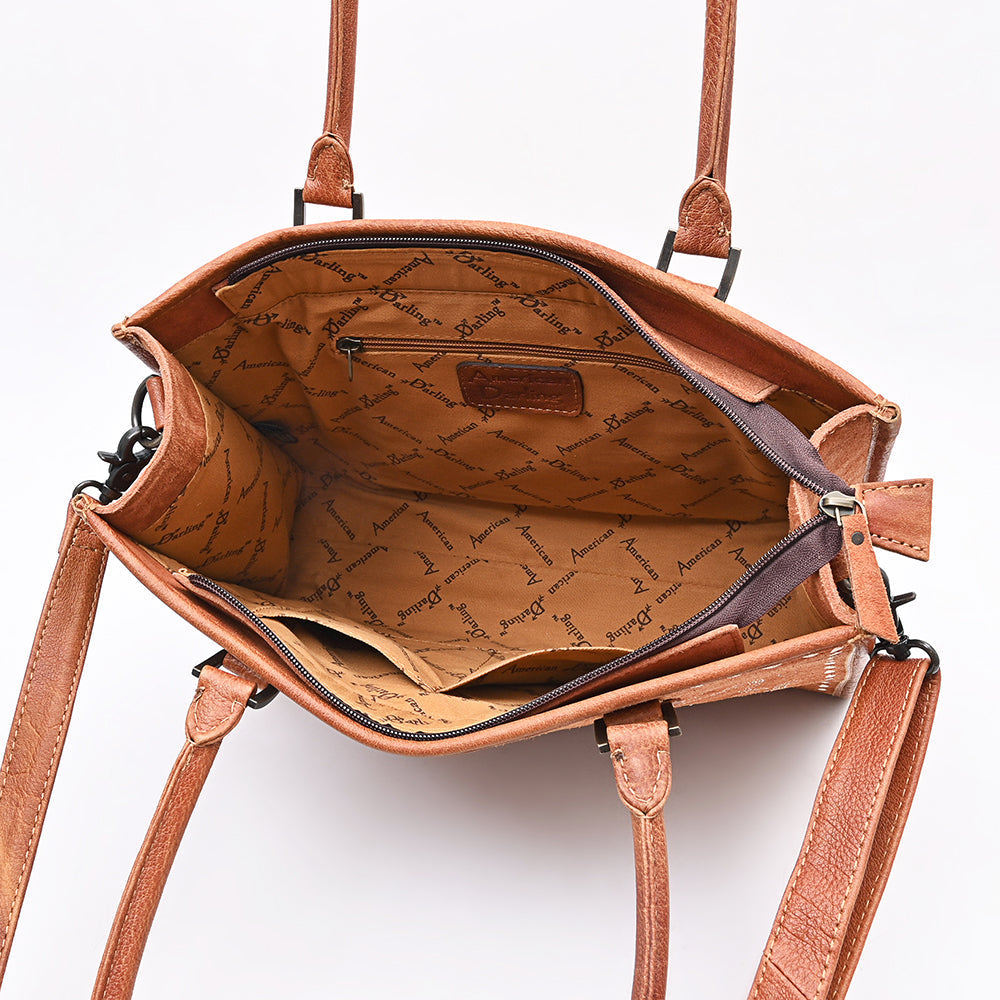 American Darling Tote Bag for Women, Boot Stitched Genuine Suede & Vegetable-Tanned Full Grain Leather Western Purse, YKK Zipper