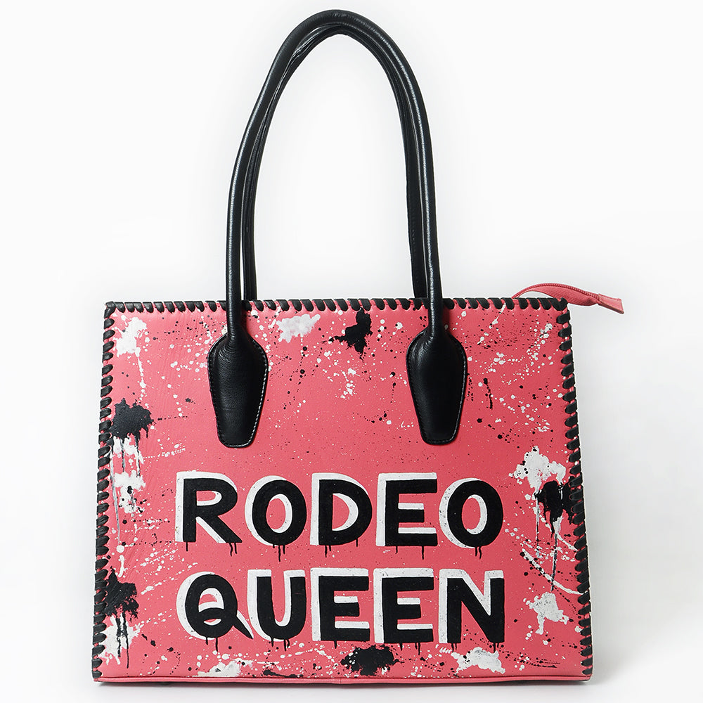 Never Mind Tote Hand Painted Genuine Cowhide Leather