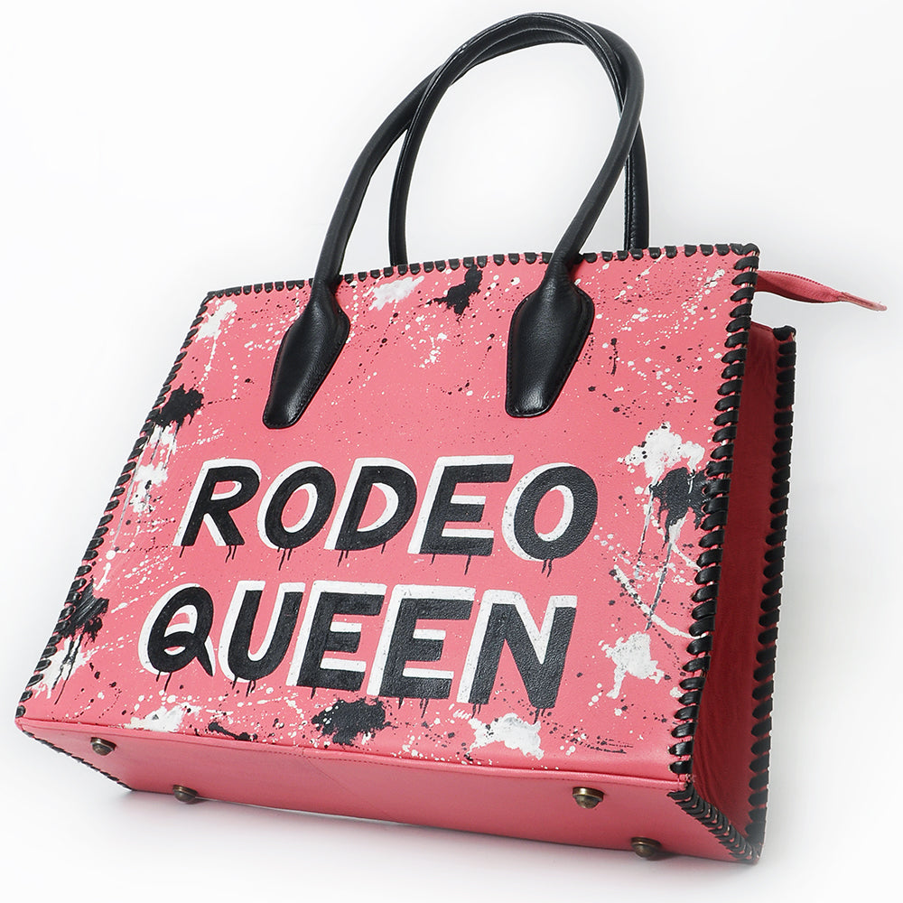Never Mind Tote Hand Painted Genuine Cowhide Leather