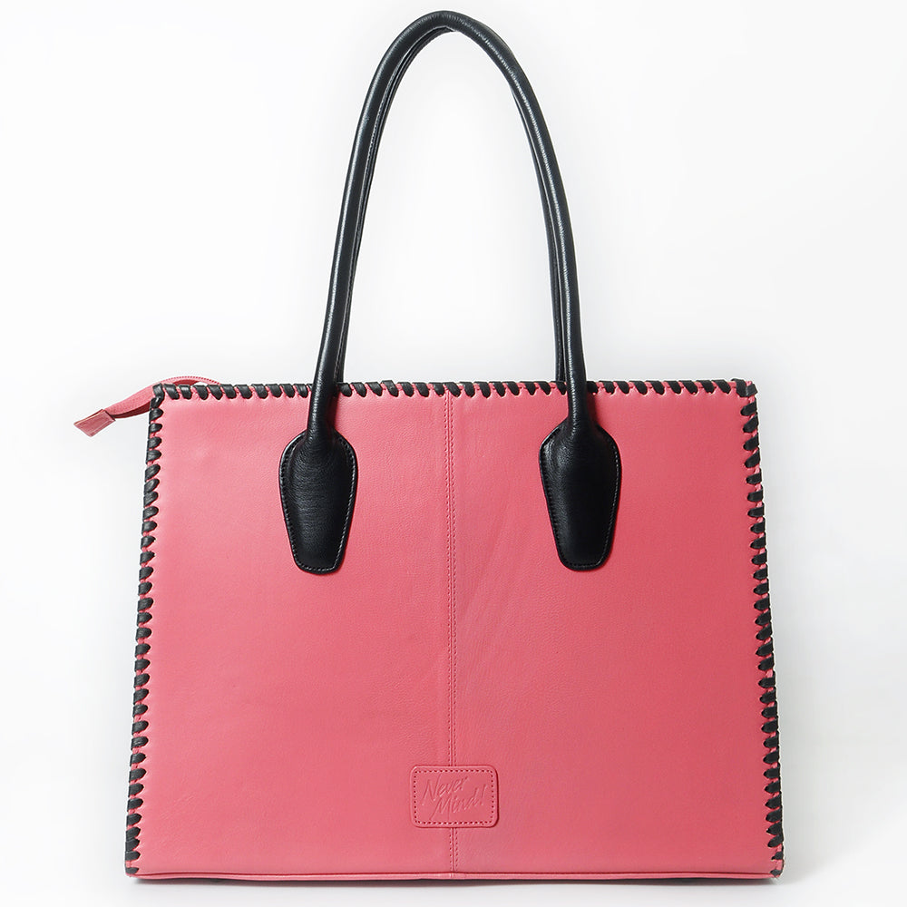 Never Mind Tote Hand Painted Genuine Cowhide Leather