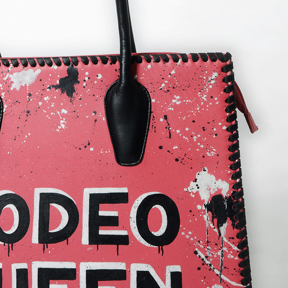 Never Mind Tote Hand Painted Genuine Cowhide Leather
