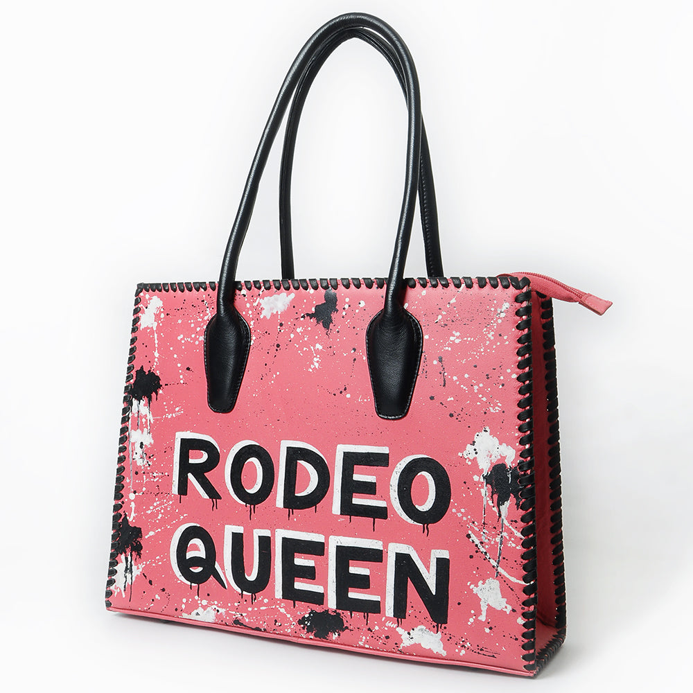 Never Mind Tote Hand Painted Genuine Cowhide Leather