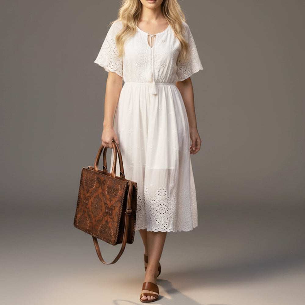 American Darling Tote Bag Beautifully Embossed Genuine Leather women