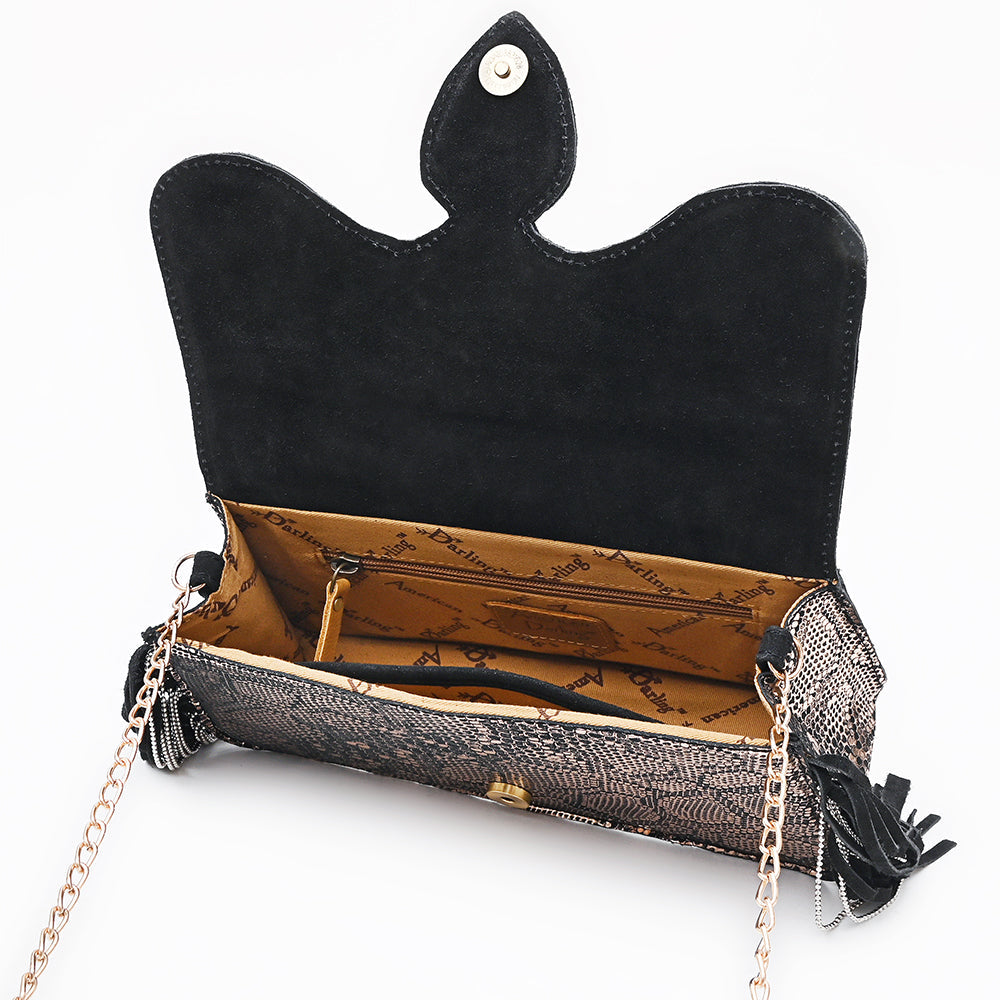 American Darling Cross body Bag Western Suede Genuine Leather Purse with Concho Fringes and YKK Zipper for Women