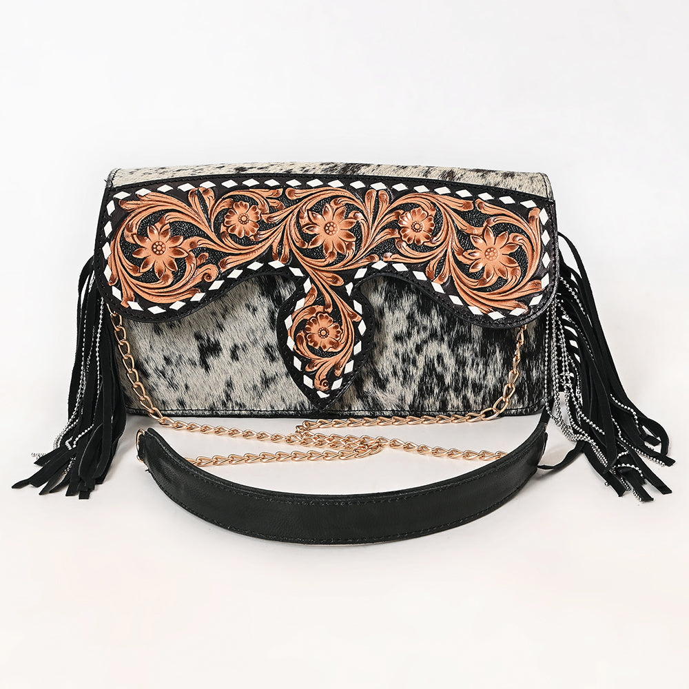 American Darling Crossbody Hand Tooled Hair-On Genuine Leather