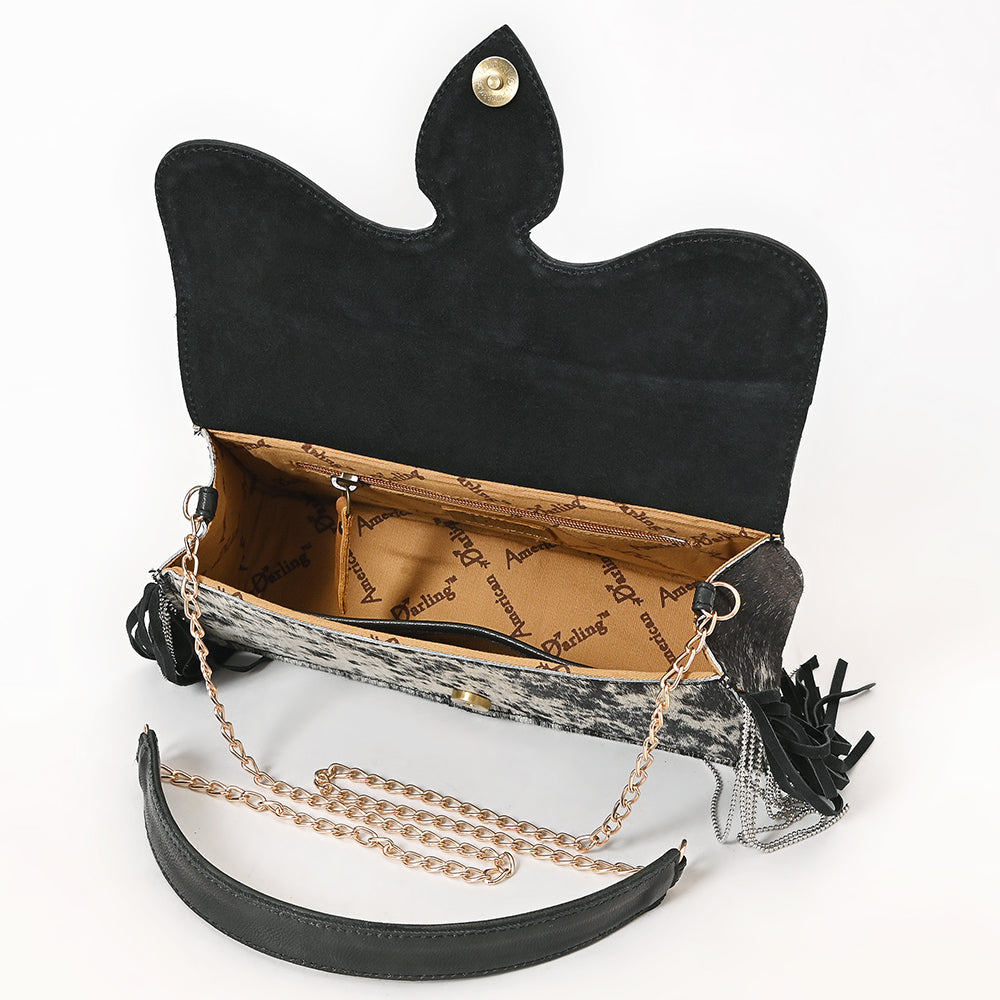 American Darling Crossbody Hand Tooled Hair-On Genuine Leather