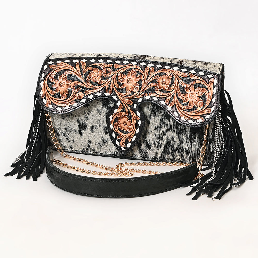 American Darling Crossbody Hand Tooled Hair-On Genuine Leather