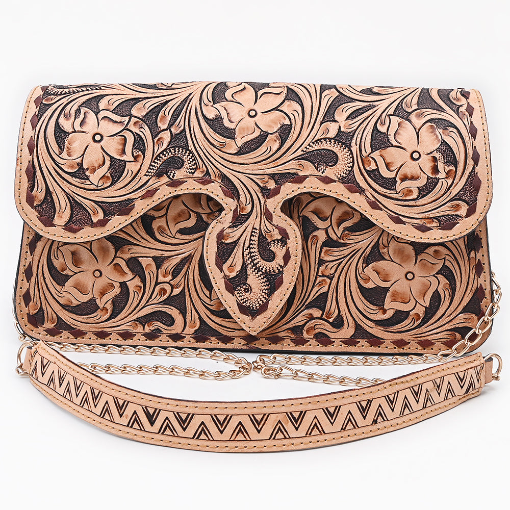 American Darling Hand Tooled Floral Carved Vegetable-Tanned Genuine Leather Cross body Bag with YKK Zipper