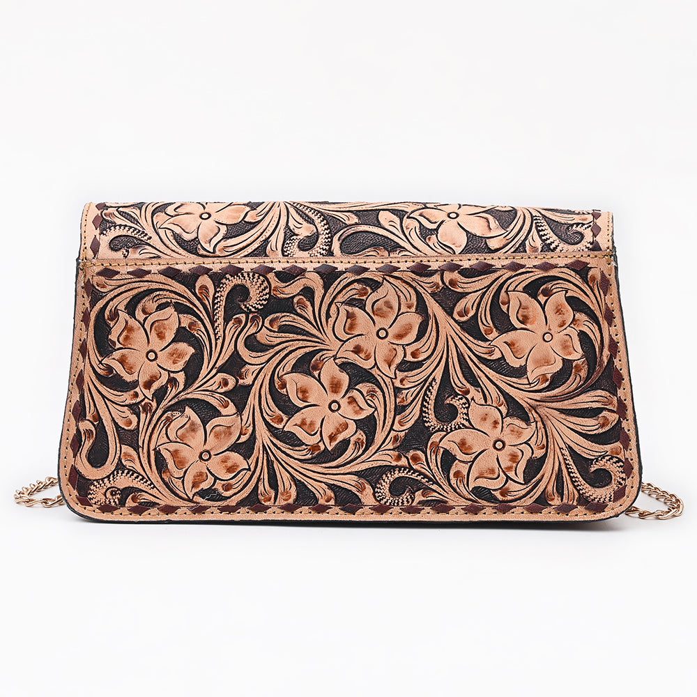 American Darling Hand Tooled Floral Carved Vegetable-Tanned Genuine Leather Cross body Bag with YKK Zipper