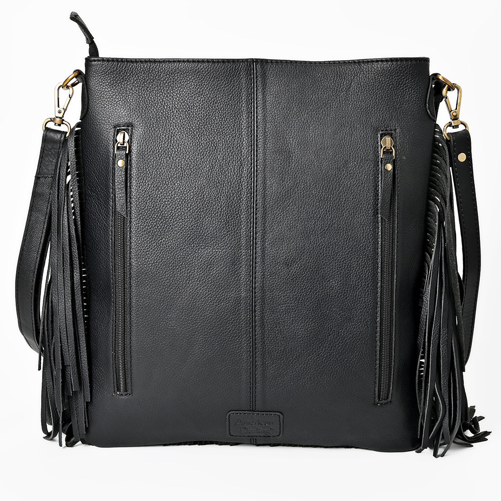 American Darling Large Cross body Bag Western Suede Leather Purse with Fringes Rivets Concho and YKK Zipper for Women