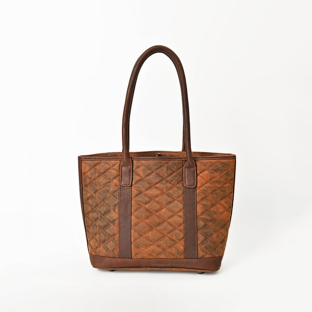 American Darling Tote Bag Western Quilted Genuine Leather Handbag with Hand-Stitched Accents and Premium YKK Zipper
