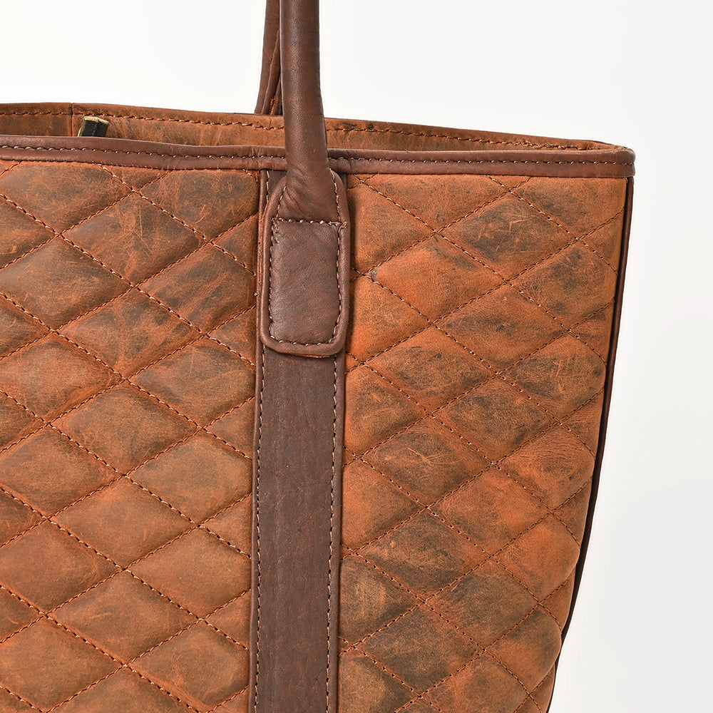 American Darling Tote Bag Western Quilted Genuine Leather Handbag with Hand-Stitched Accents and Premium YKK Zipper