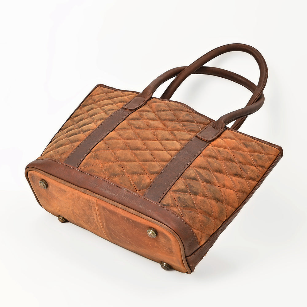 American Darling Tote Bag Western Quilted Genuine Leather Handbag with Hand-Stitched Accents and Premium YKK Zipper