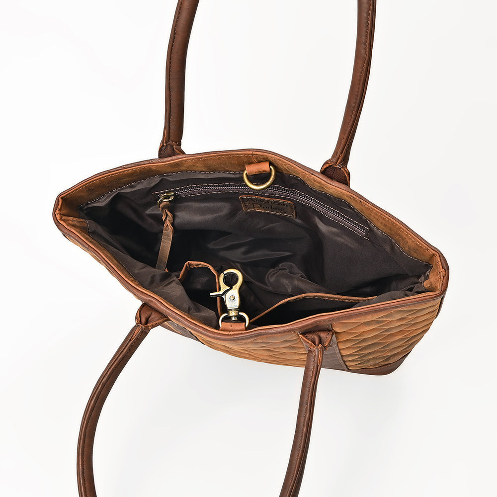 American Darling Tote Bag Western Quilted Genuine Leather Handbag with Hand-Stitched Accents and Premium YKK Zipper