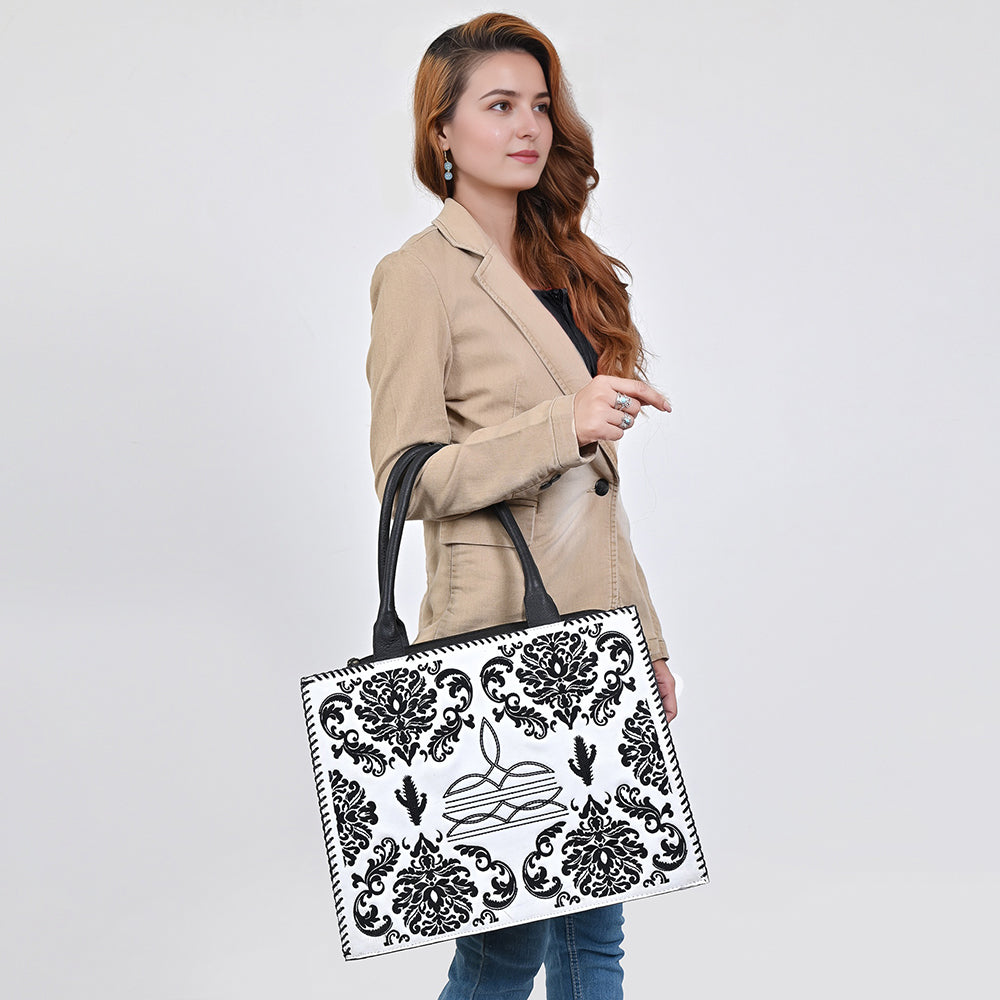 American Darling Tote Beautifully Leather Embroidered Design women handbag