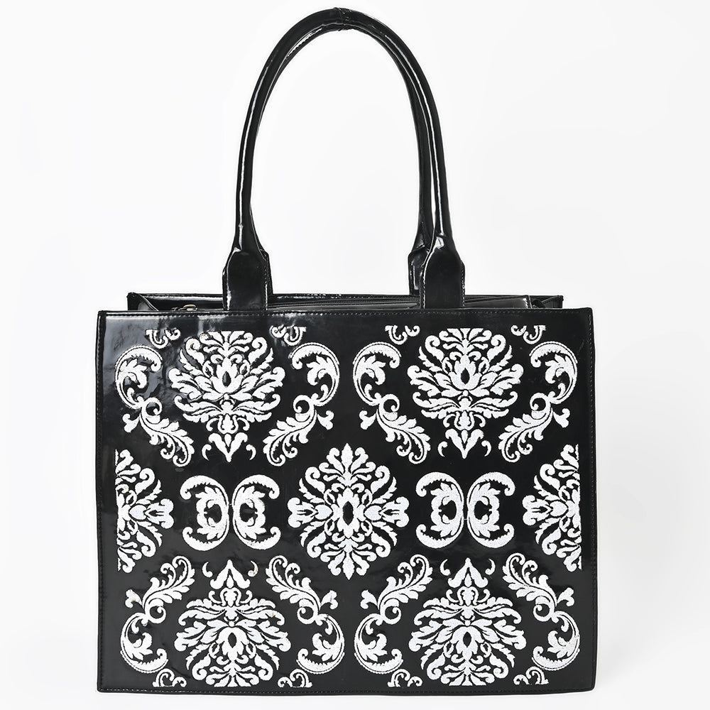 American Darling Tote Bag Western Genuine Leather Embroidered Purse with Braided Trim and Premium YKK Zipper for Women