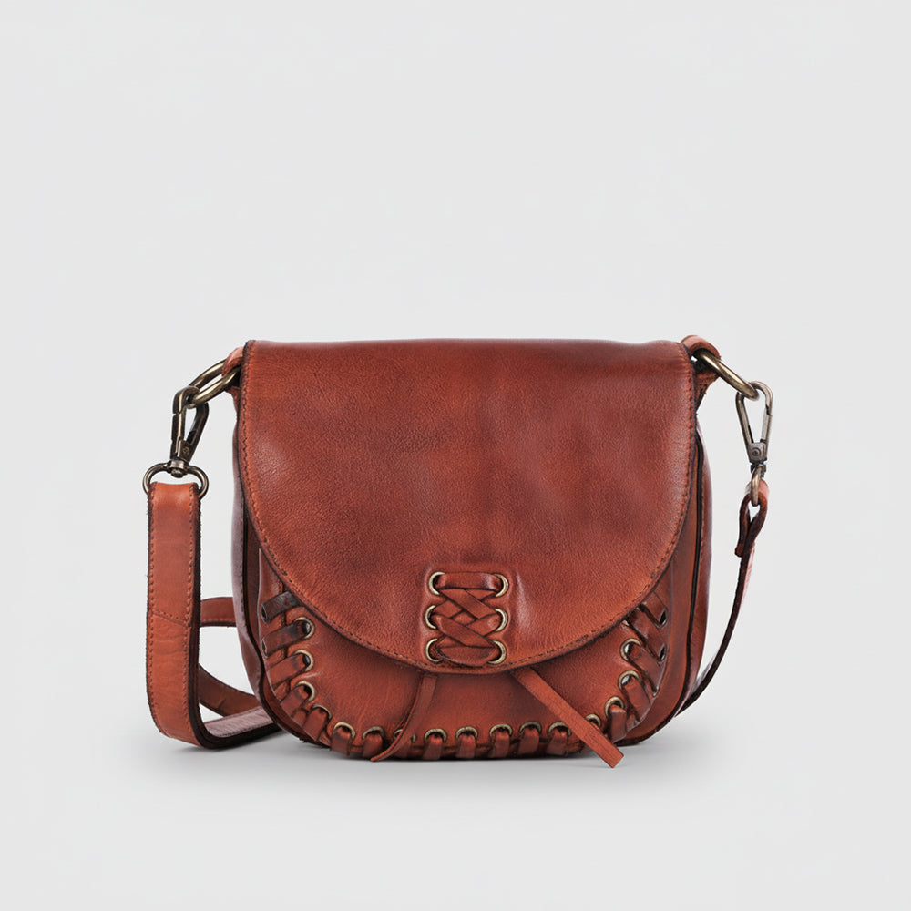 Spaghetti Western Vallero Handcrafted Leather Saddle Bag Premium Full Grain Crossbody Whipstitch Travel Purse