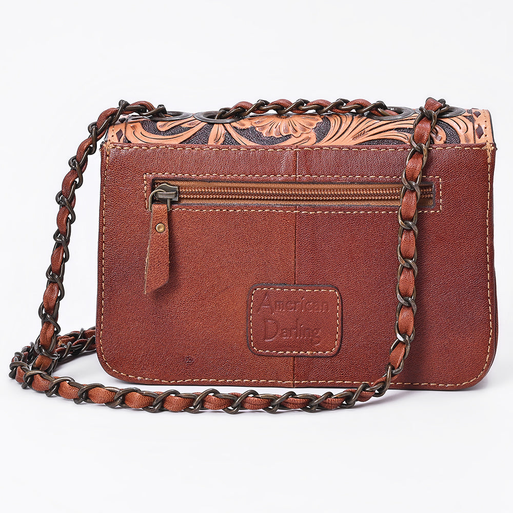American Darling Cross Body Bag Hand Tooled Floral Carved Buck Stitched Genuine Suede Leather Western Purse