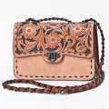 American Darling Cross Body Bag Hand Tooled Floral Carved Buck Stitched Genuine Suede Leather Western Purse