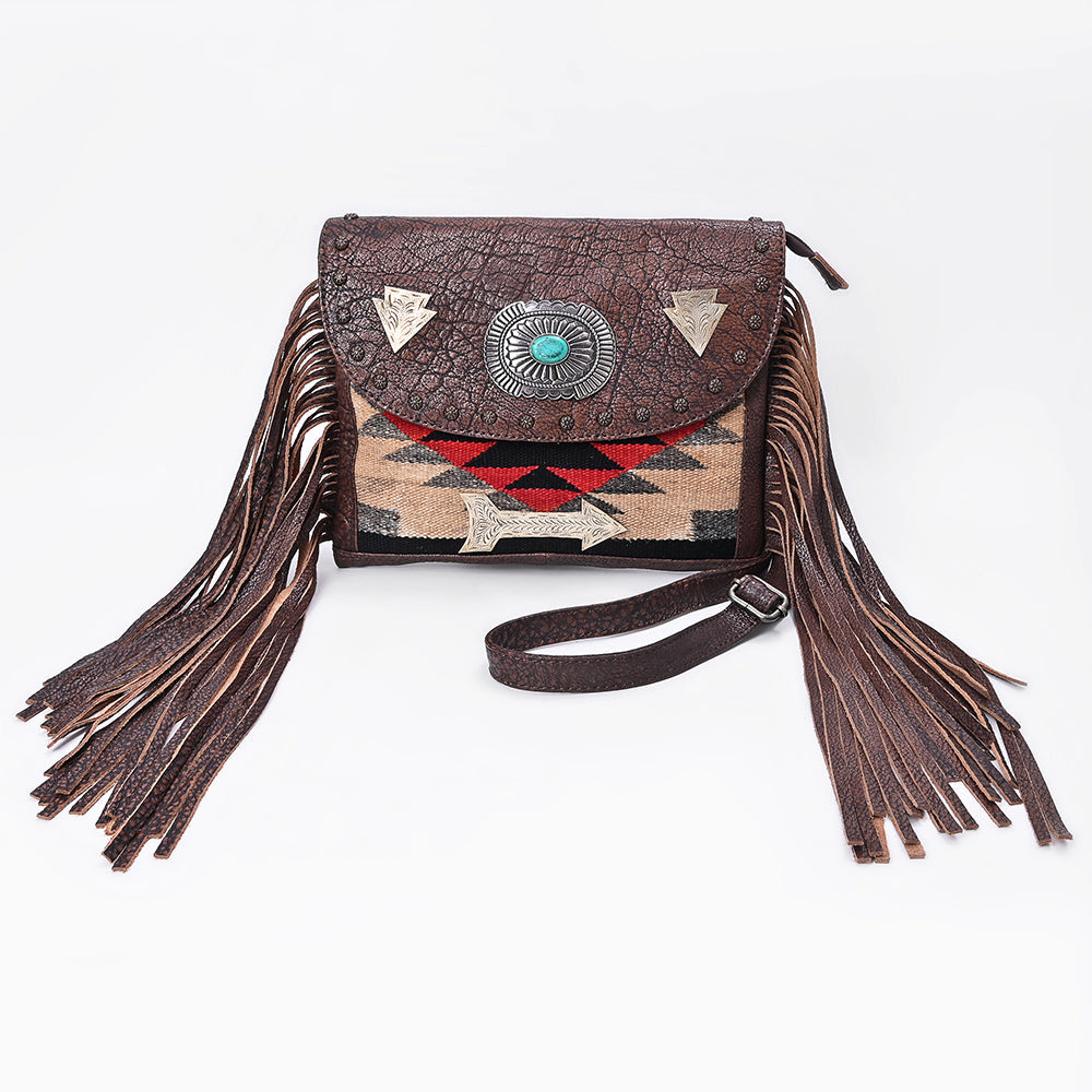 American Darling Women's Crossbody Bag Western Saddle Blanket Genuine Leather Handbag