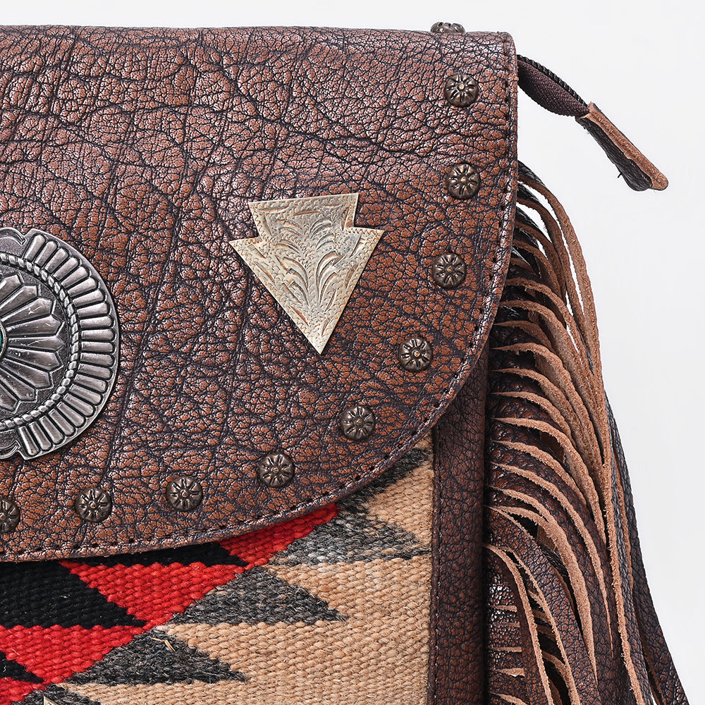 American Darling Women's Crossbody Bag Western Saddle Blanket Genuine Leather Handbag