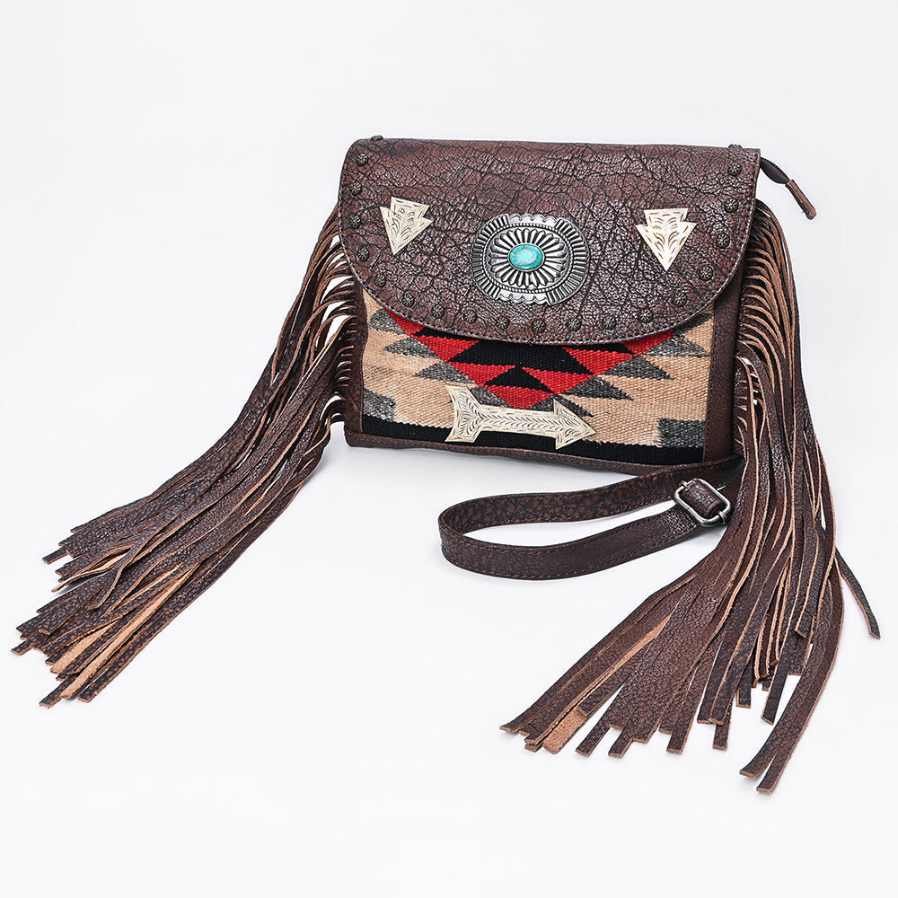 American Darling Women's Crossbody Bag Western Saddle Blanket Genuine Leather Handbag